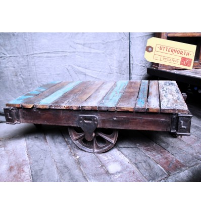 Table Basse Chariot Vintage Industriel