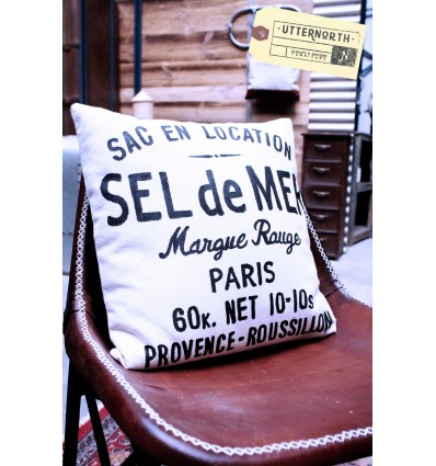 Coussin Sel de Mer Vintage Industriel