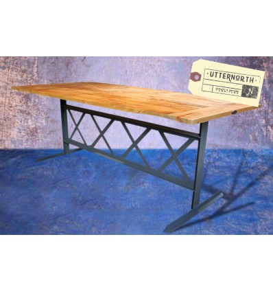 Table en Bois et Acier Vintage Industriel