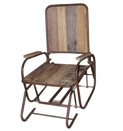 Fauteuil en Vieux Bois Vintage Industriel