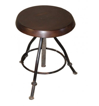 Tabouret Assise Cuir Vintage Industriel