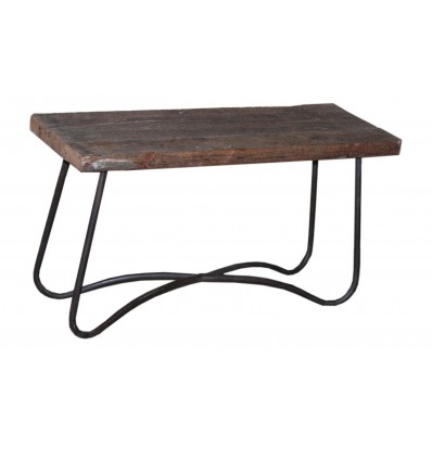 petit Banc en Bois et Acier Vintage Industriel