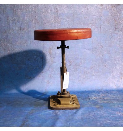 Tabouret Assise Cuir Vintage Industriel